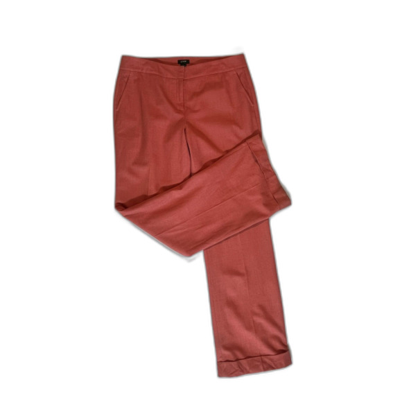 J Crew Salmon Wool Blend Work Trousers Lined Wide Cuffed Leg 8 Favorite Fit - Picture 1 of 11